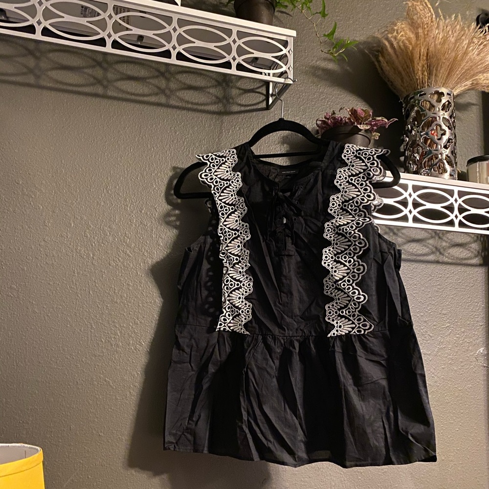 Who What Wear Black Cotton Sleeveless Top